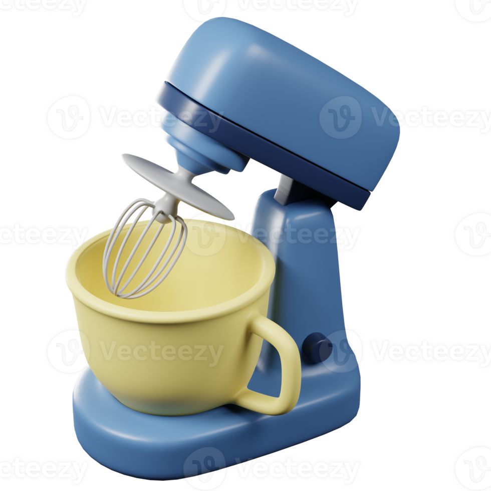 Food mixer 3d render on transparent background. png