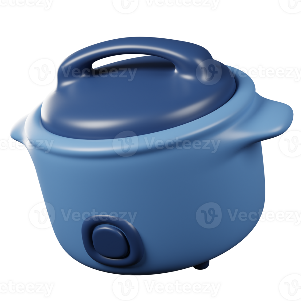 Electric rice cooker 3d render on transparent background. png