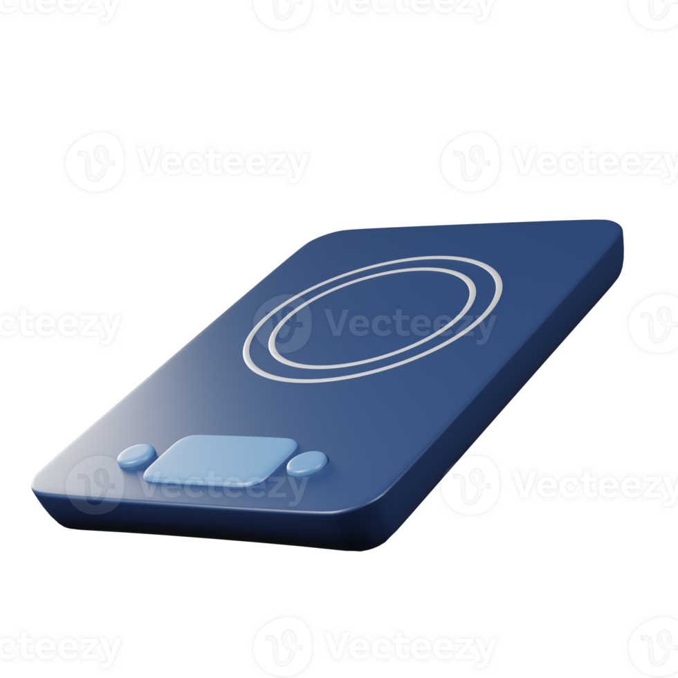 Induction cooker 3d render on transparent background. png