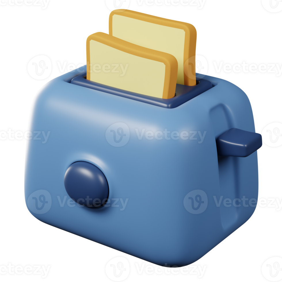 Toaster oven 3d render on transparent background. png