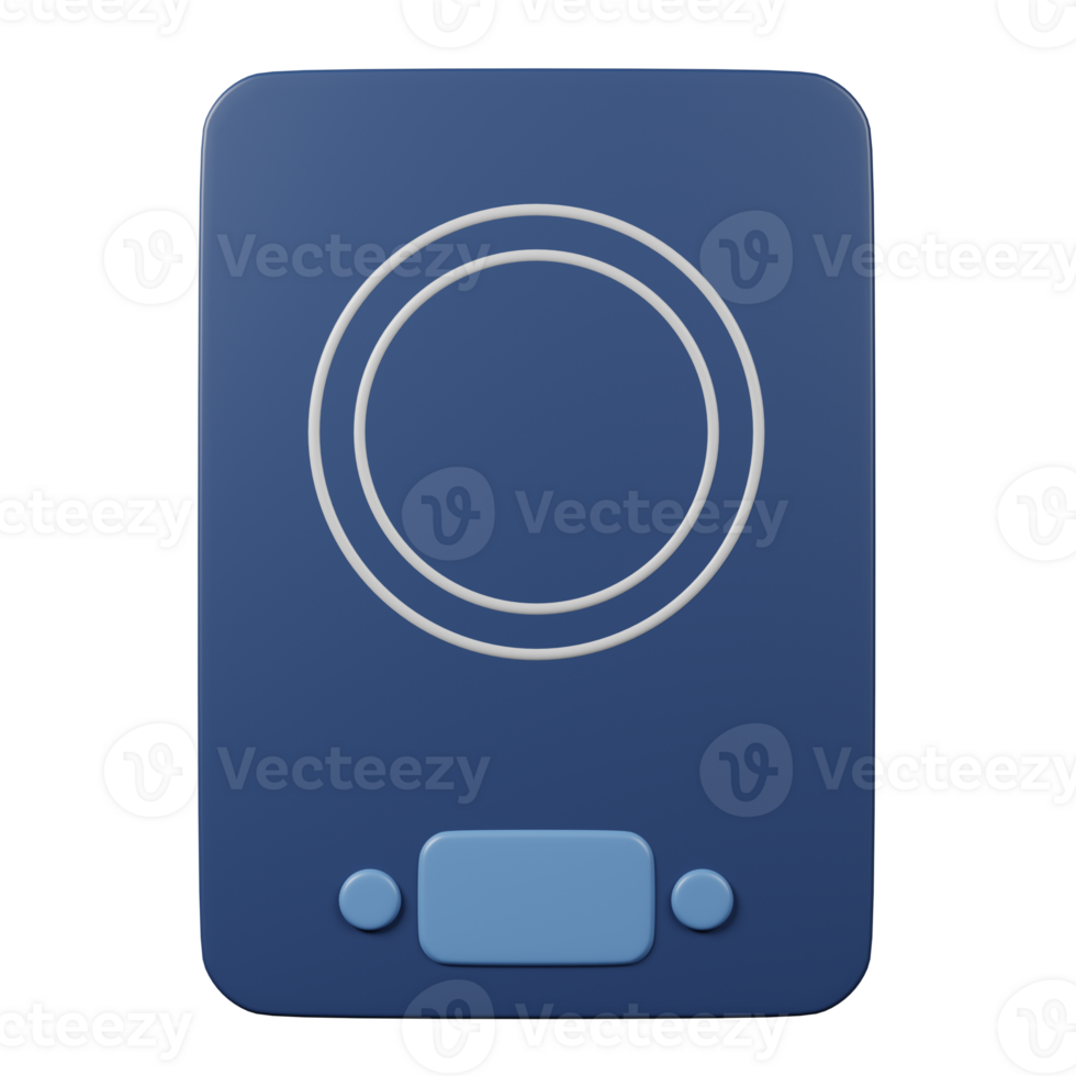 Induction cooker 3d render on transparent background. png