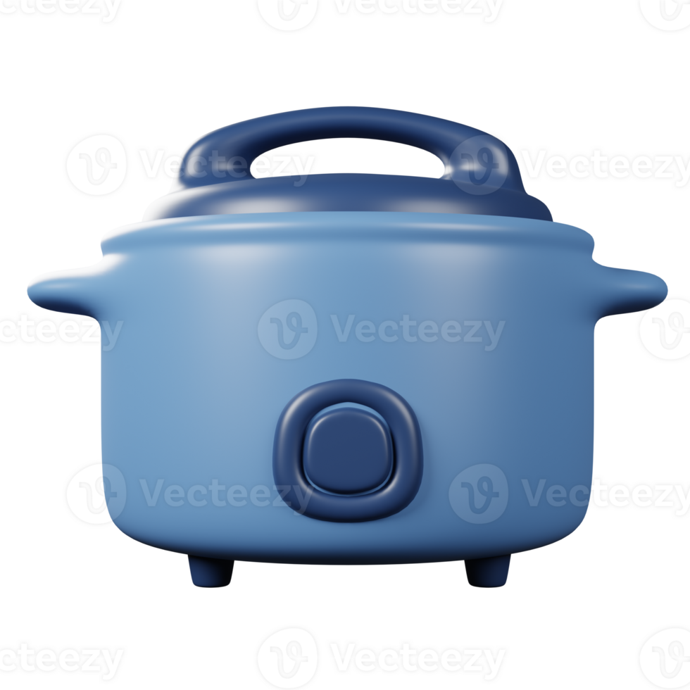 Electric rice cooker 3d render on transparent background. png