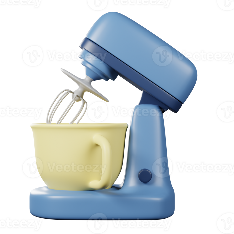 Food mixer 3d render on transparent background. png