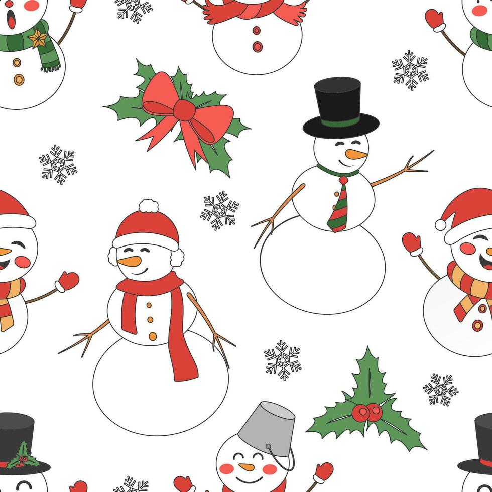 Christmas theme line art doodle cartoon pattern seamless illustration, Merry Christmas. vector