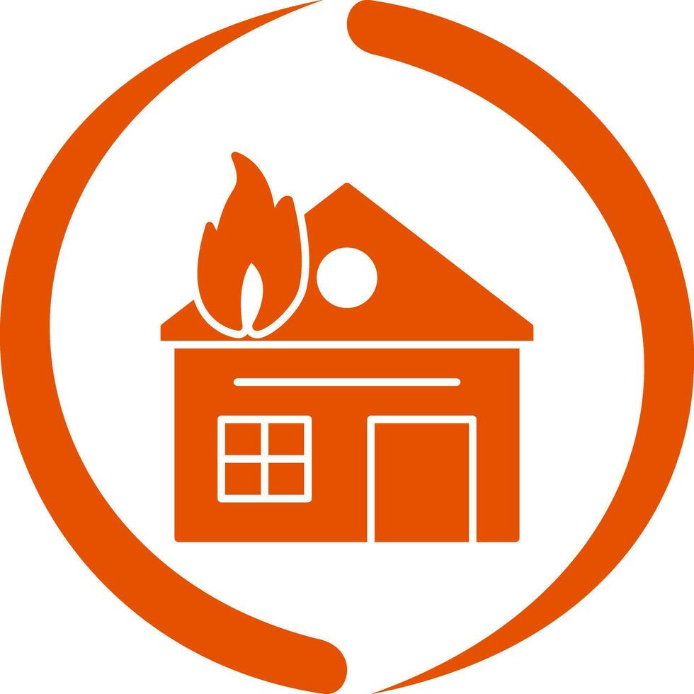 casa única en icono de vector de fuego