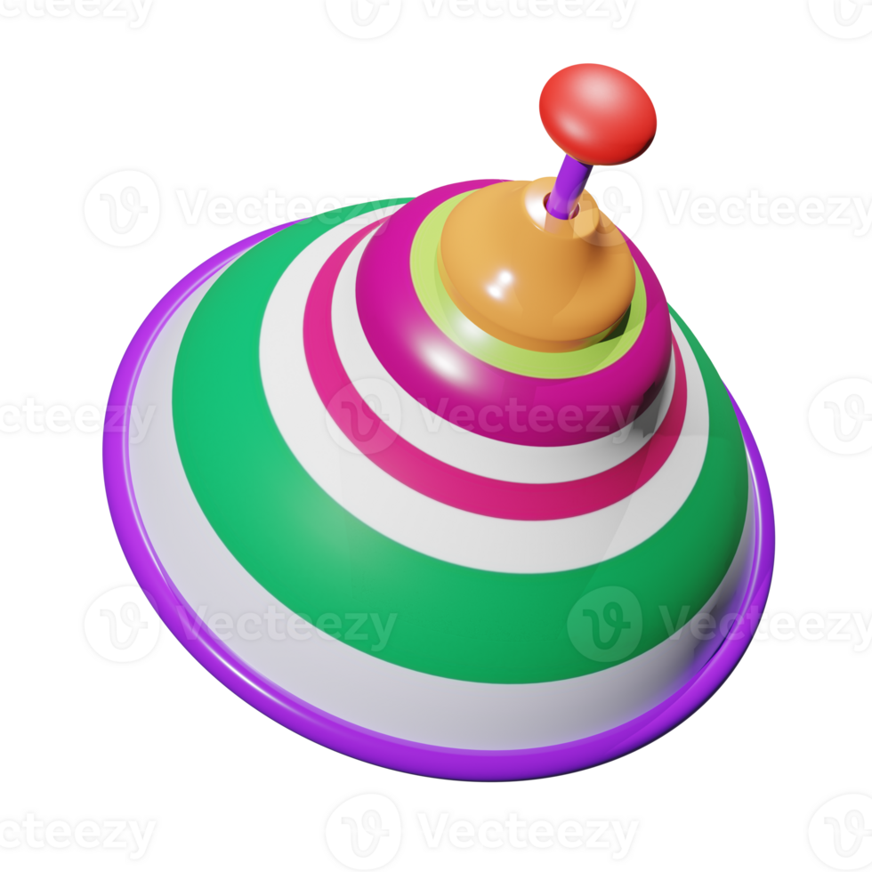 3D rendering of isometric bright children toy whirligig. Toys, entertainment and educational games for preschool children. Realistic PNG illustration isolated on transparent background