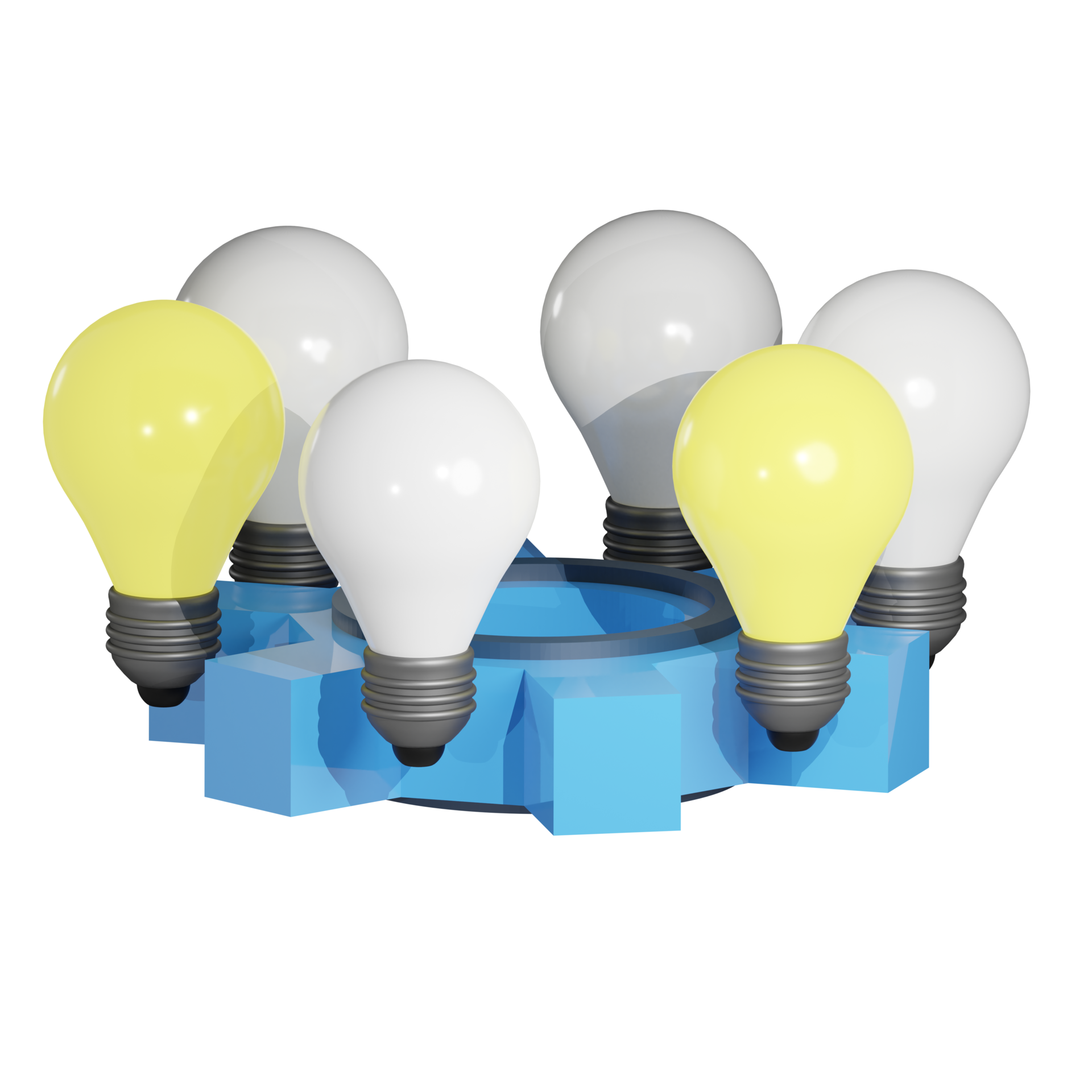 3D rendering of Light bulb business meeting business meeting at gear