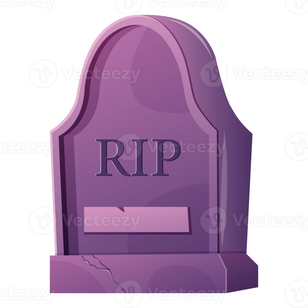 Halloween old tombstone  cartoon illustration. RIP gravestone for Halloween, cemetery or tomb, funeral elements. Halloween Elements and Objects for Design Projects. png