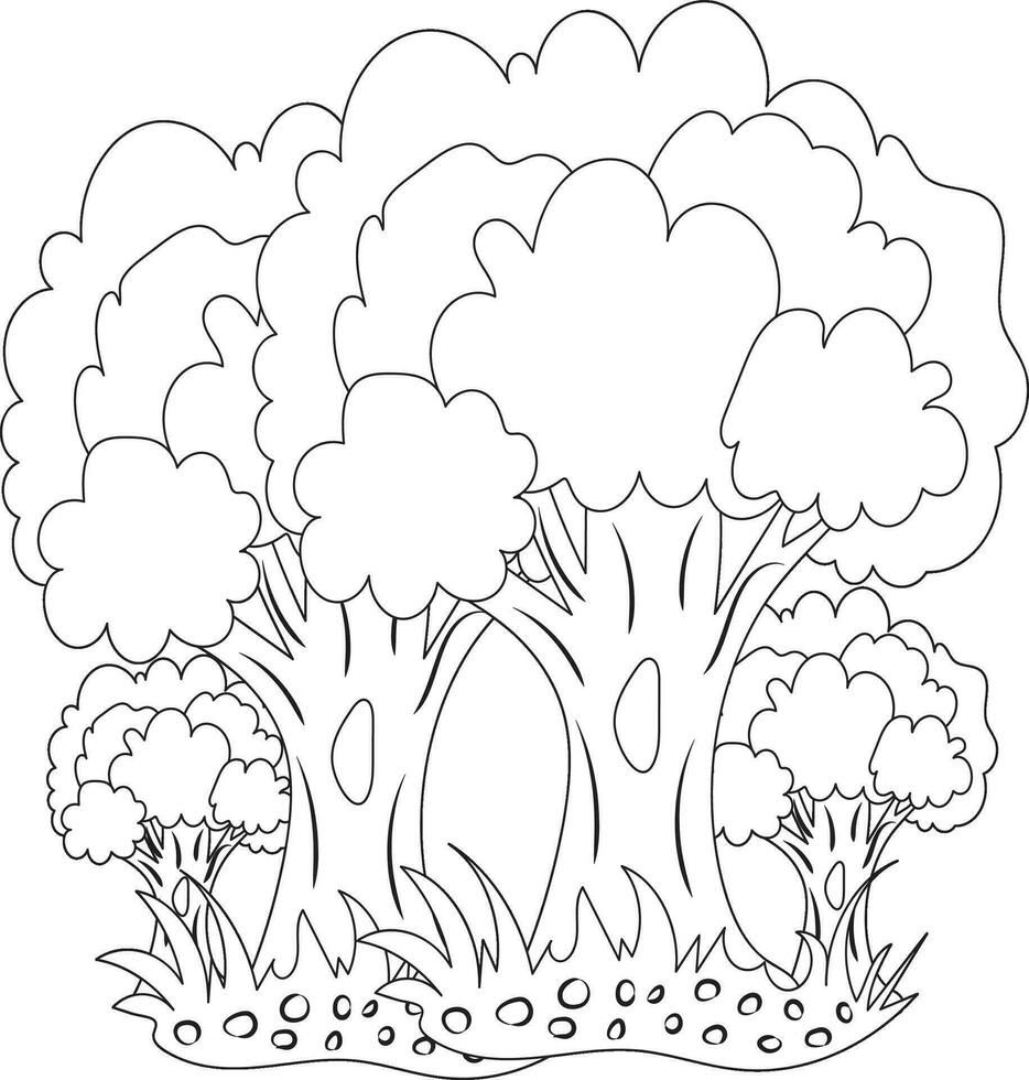 Tree Adult Coloring Page vector