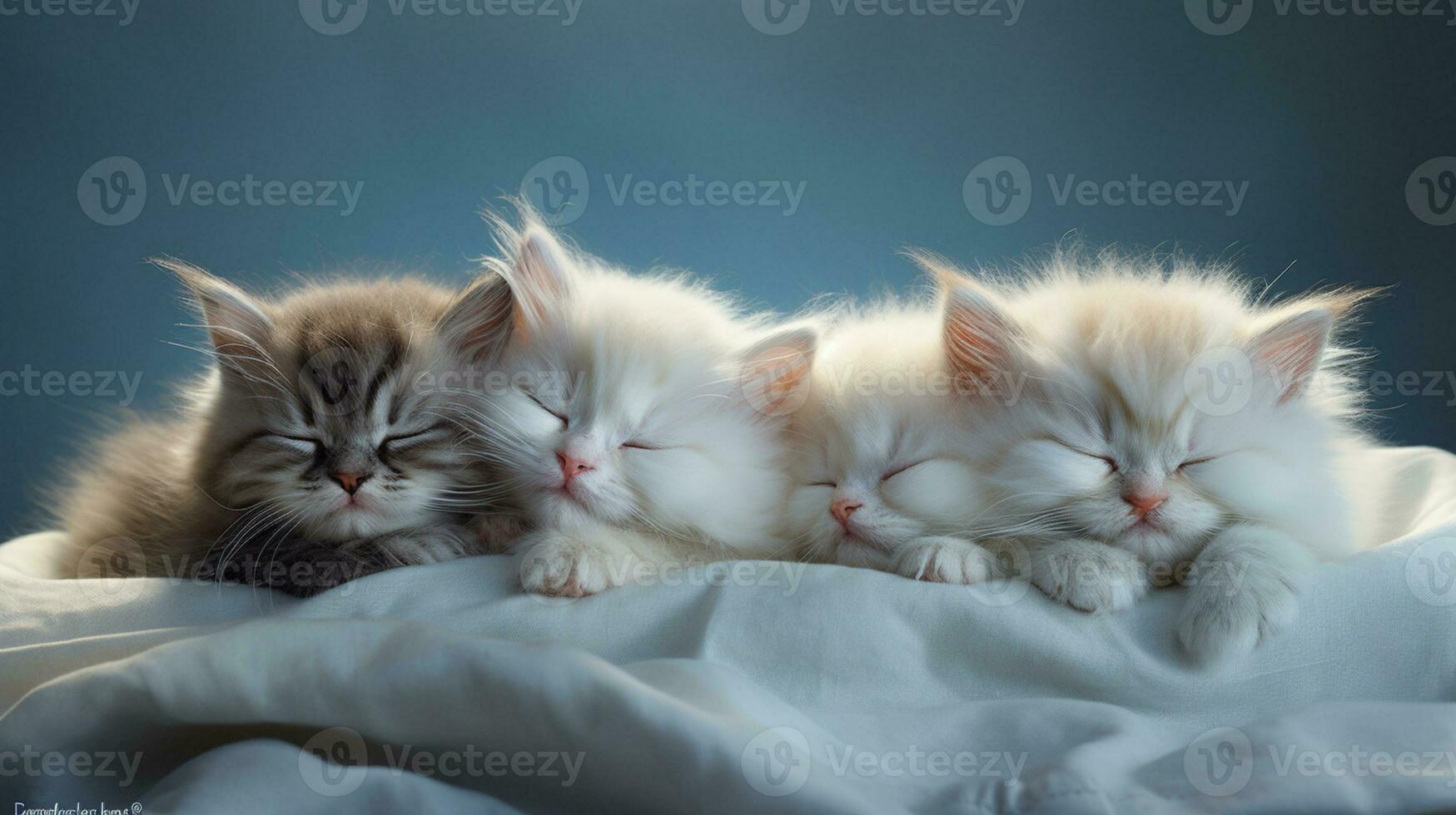 peacefully sleeping baby cat, cozy cute kitten napping, AI Generative photo