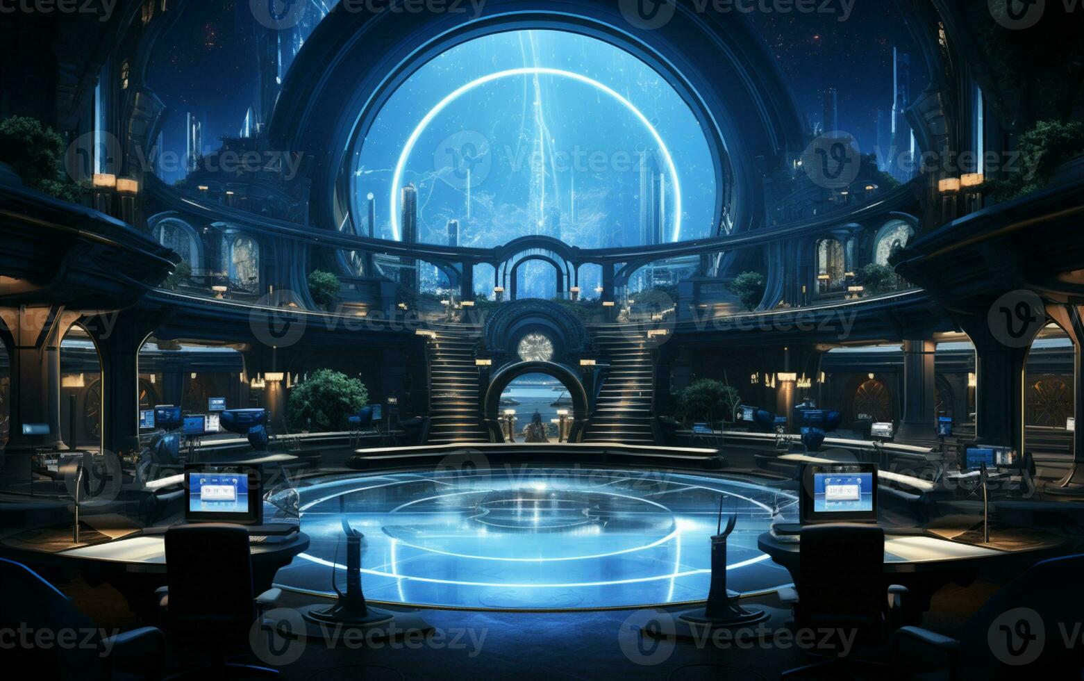 Virtual regality fantasy arena, E-sport game battle, stadium, Futuristic space, AI Generative photo