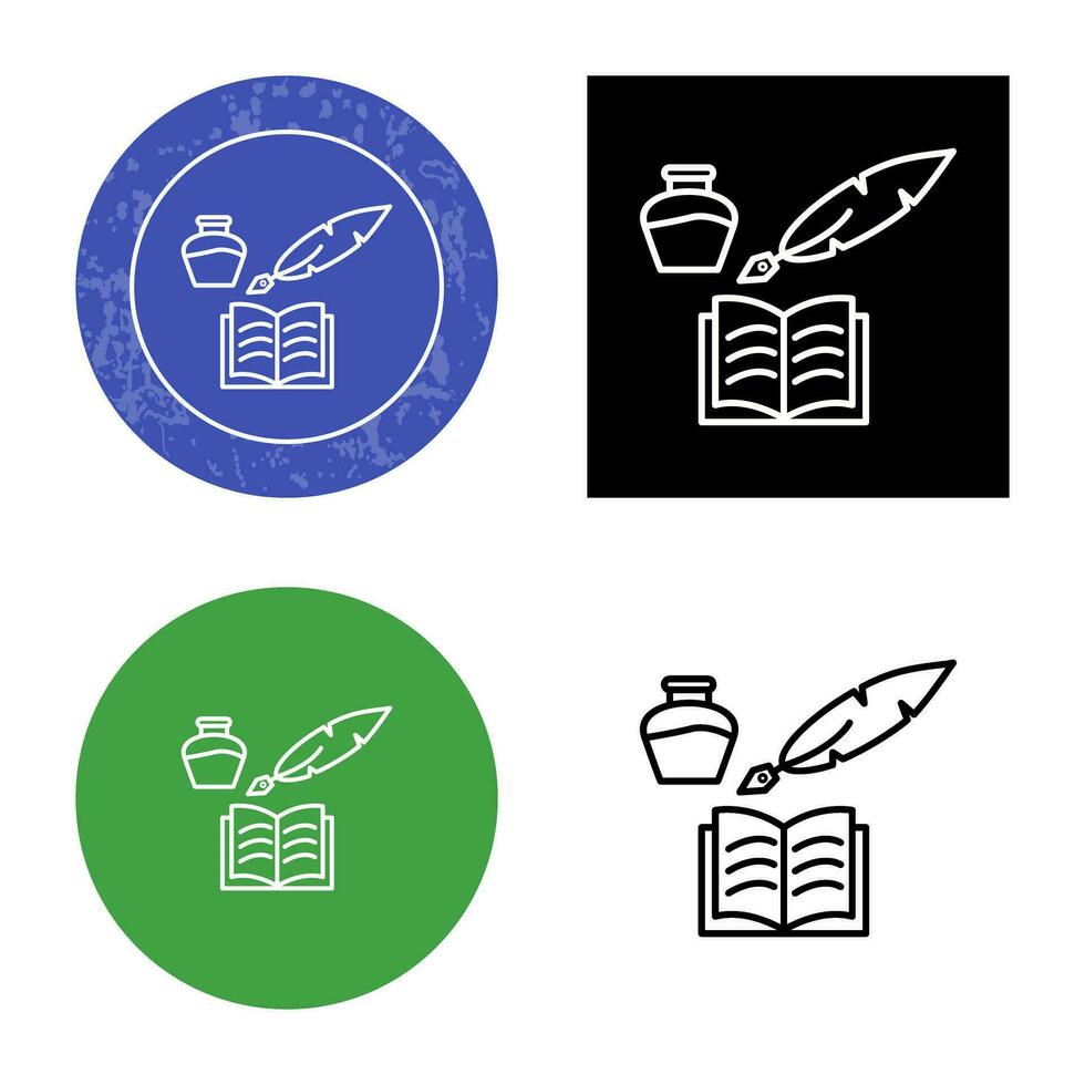 Unique Quill and Book Vector Icon