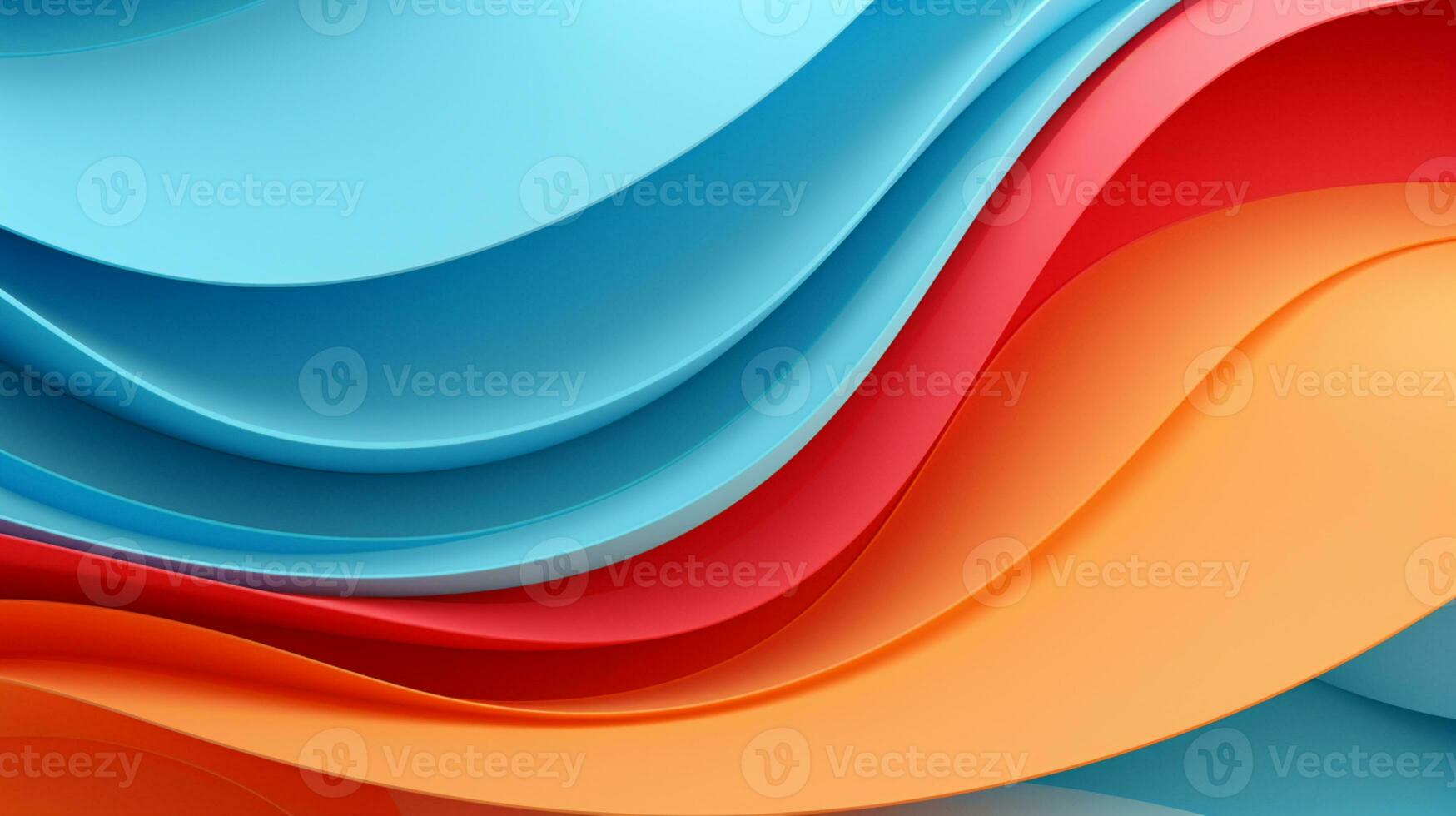 Colorful paper waves on white background, abstract papercut design, AI Generative photo