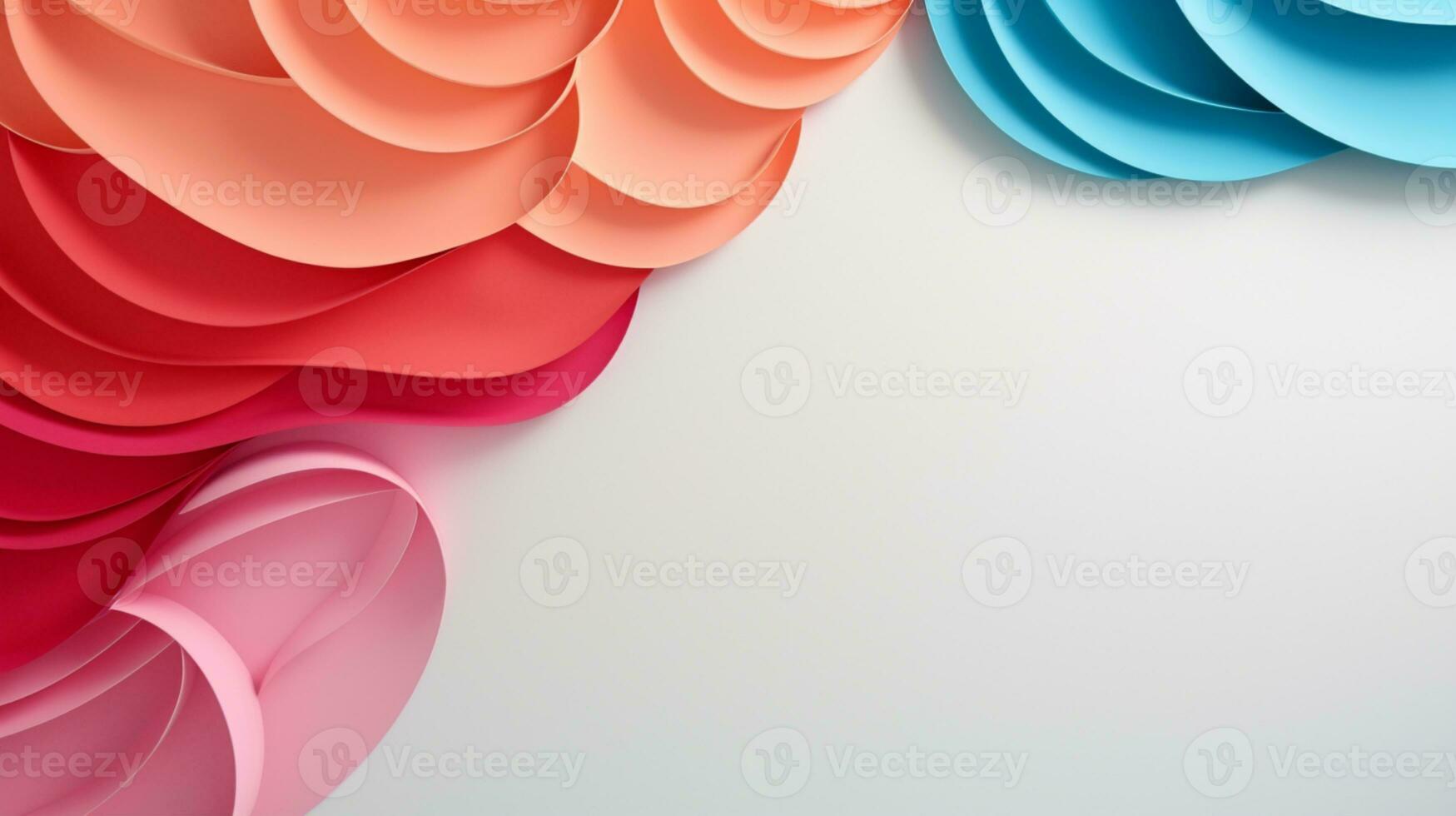 Colorful paper waves on white background, abstract papercut design, copy space, AI Generative photo