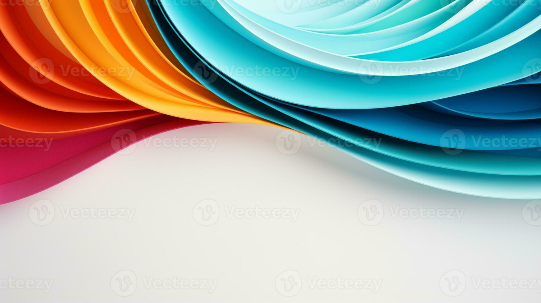 Colorful paper waves on white background, abstract papercut design, copy space, AI Generative photo