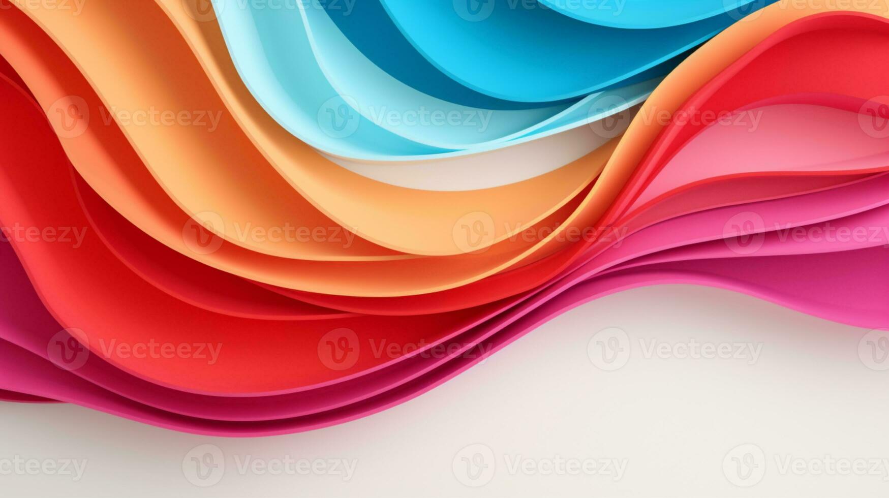 Colorful paper waves on white background, abstract papercut design, copy space, AI Generative photo