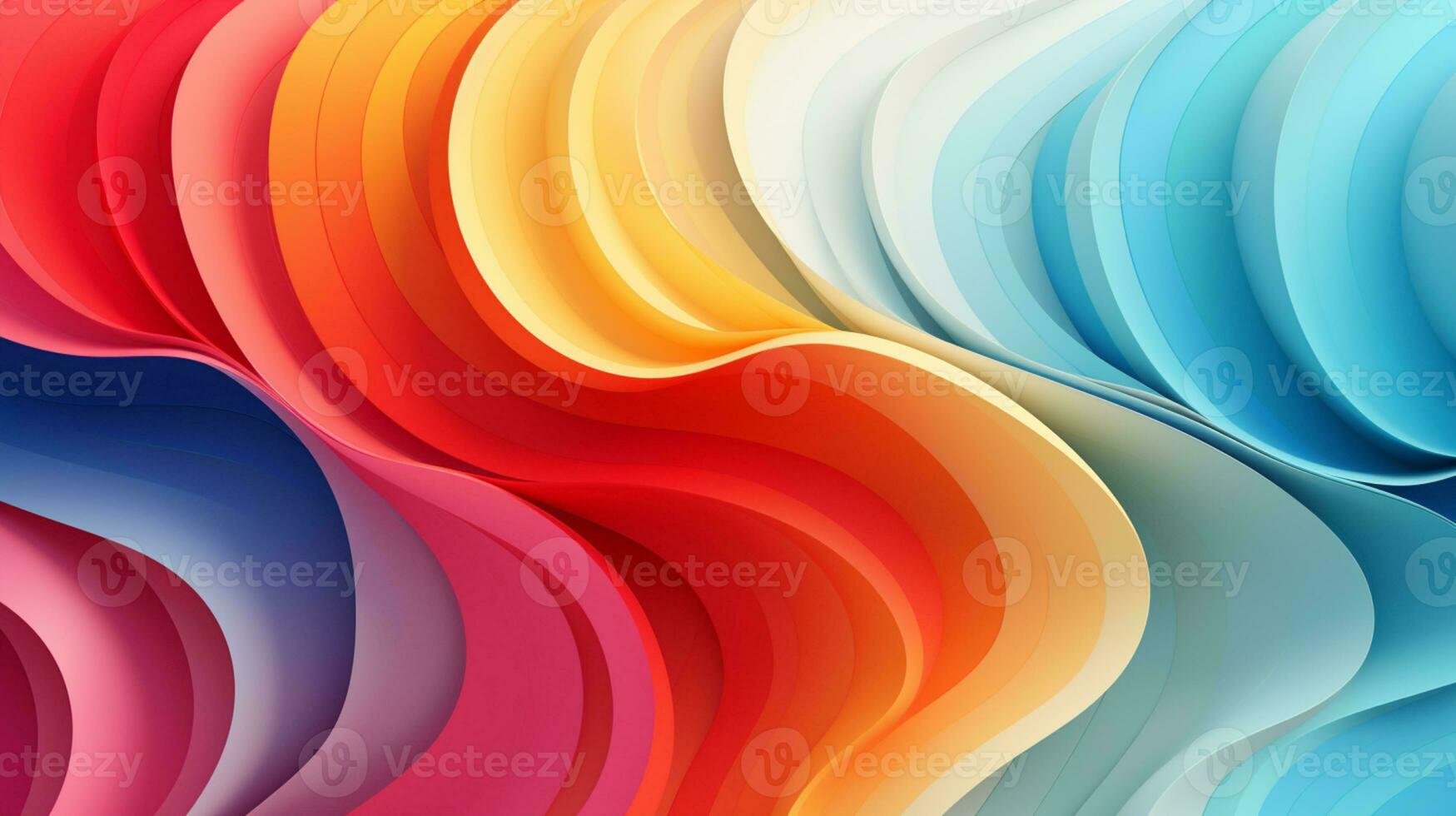 Colorful paper waves on white background, abstract papercut design, AI Generative photo