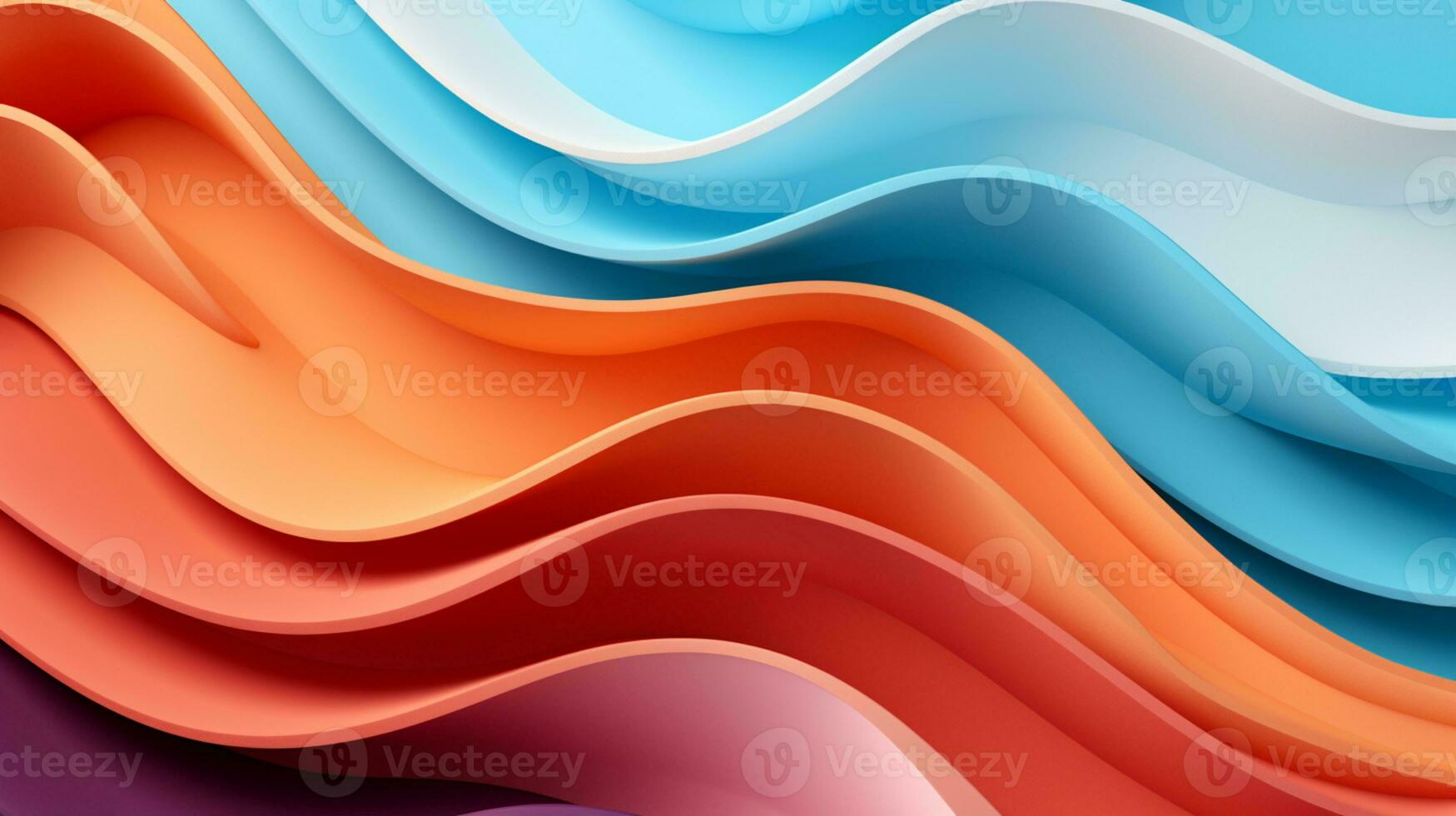 Colorful paper waves on white background, abstract papercut design, AI Generative photo