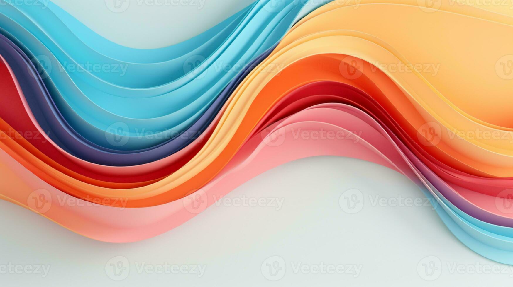 Colorful paper waves on white background, abstract papercut design, copy space, AI Generative photo