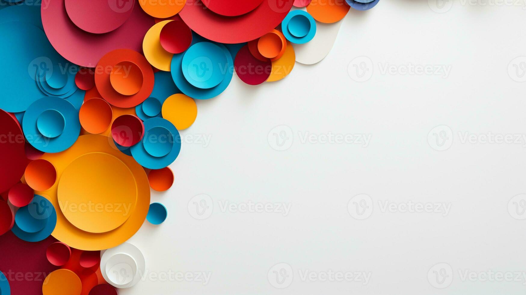 Colorful paper on white background, abstract papercut design, copy space, AI Generative photo