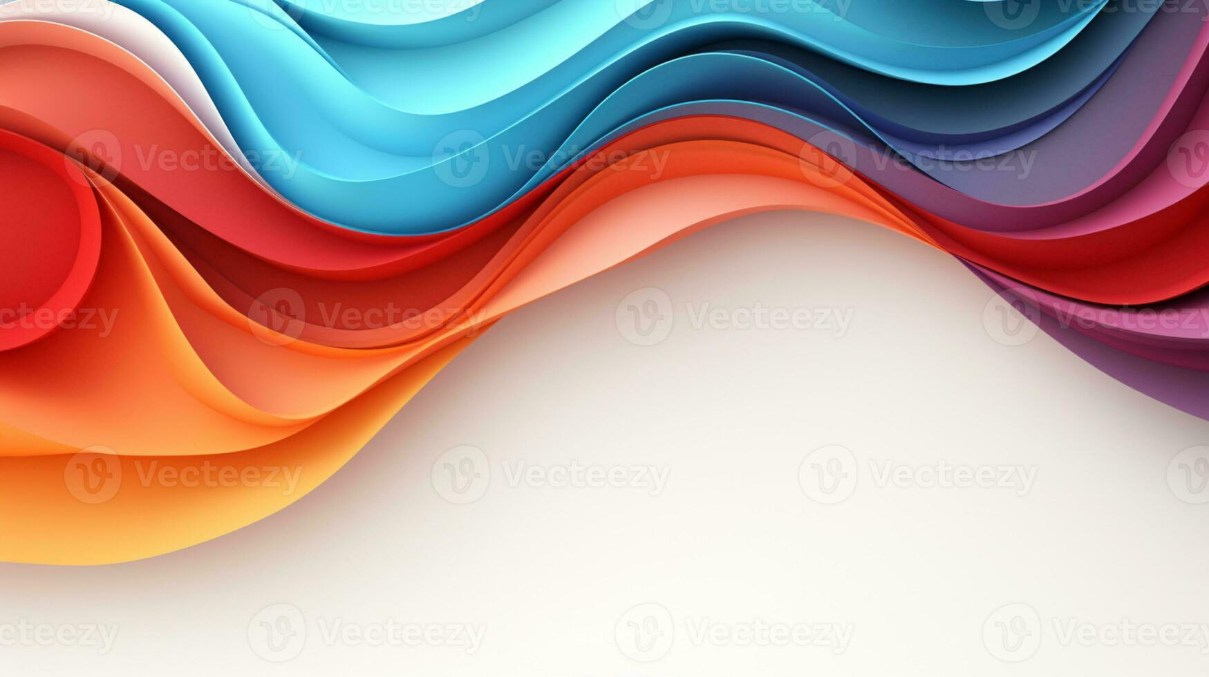 Colorful paper waves on white background, abstract papercut design, copy space, AI Generative photo