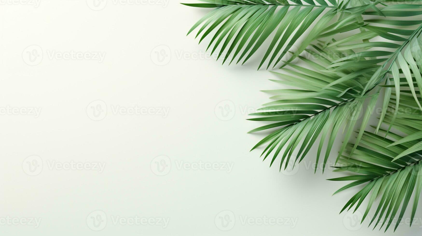 Tropical frame with green palm leaves Design on background, Copy space, Summer background, AI Generative photo