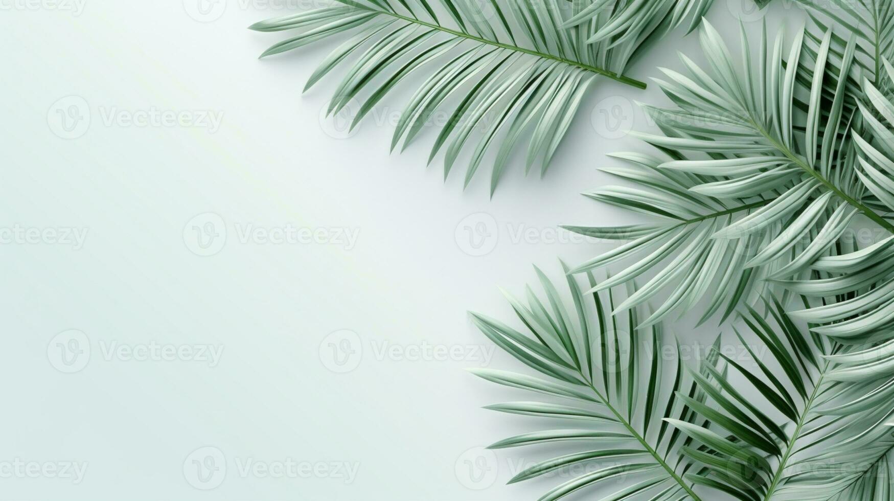 Tropical frame with green palm leaves Design on background, Copy space, Summer background, AI Generative photo