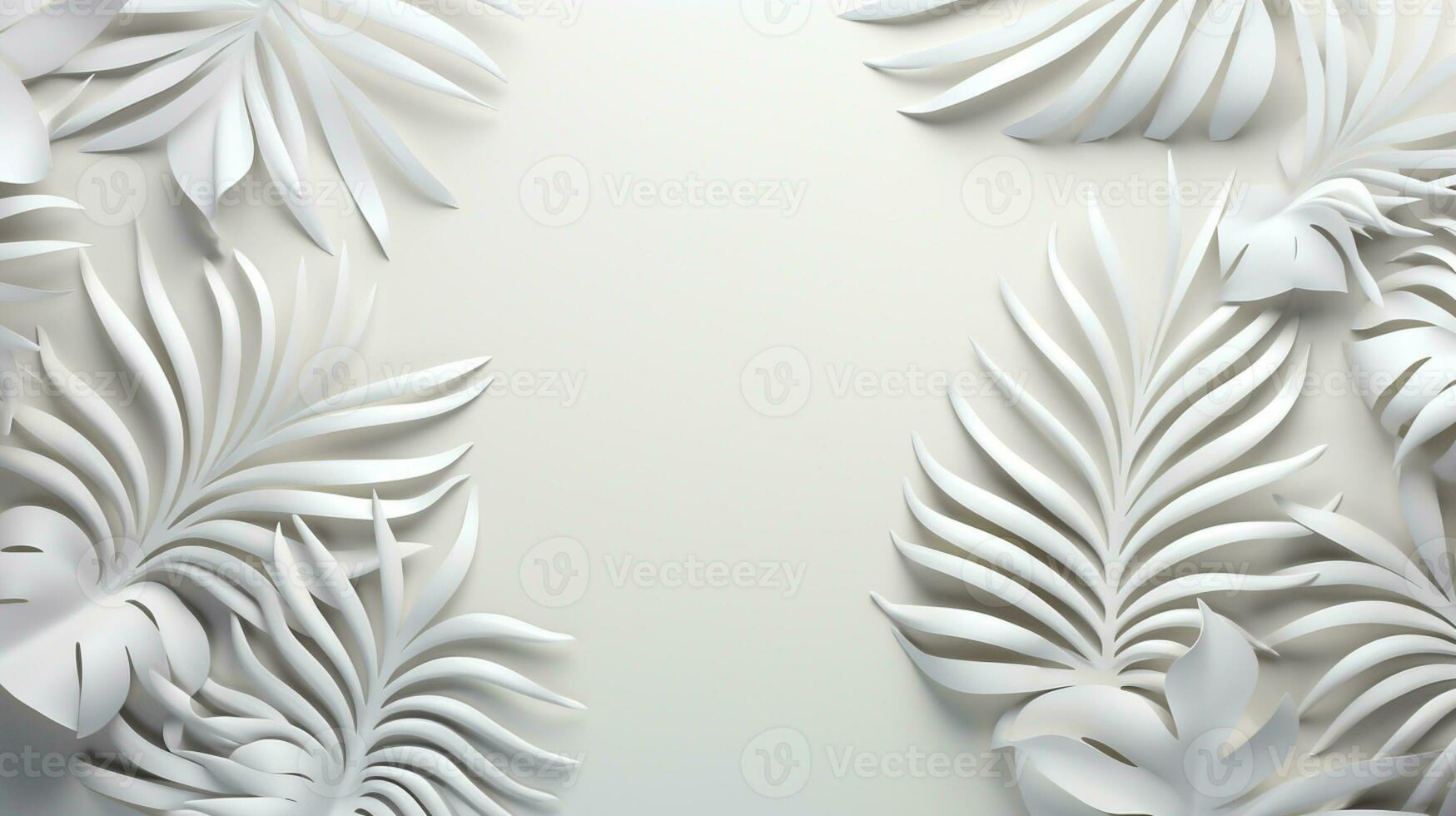 Tropical frame with palm leaves Design on background, Copy space, Summer background, AI Generative photo