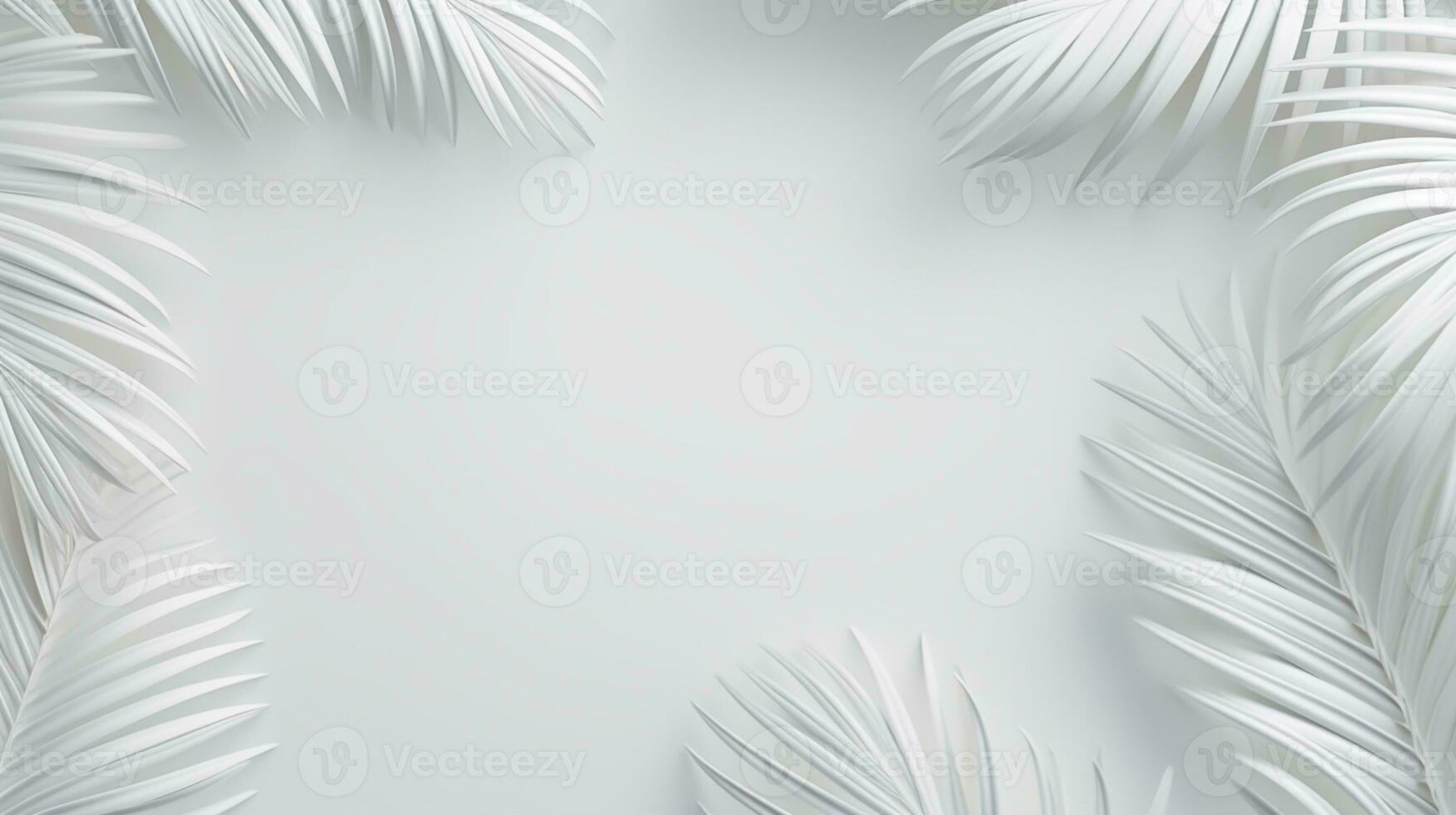 Tropical frame with palm leaves Design on background, Copy space, Summer background, AI Generative photo