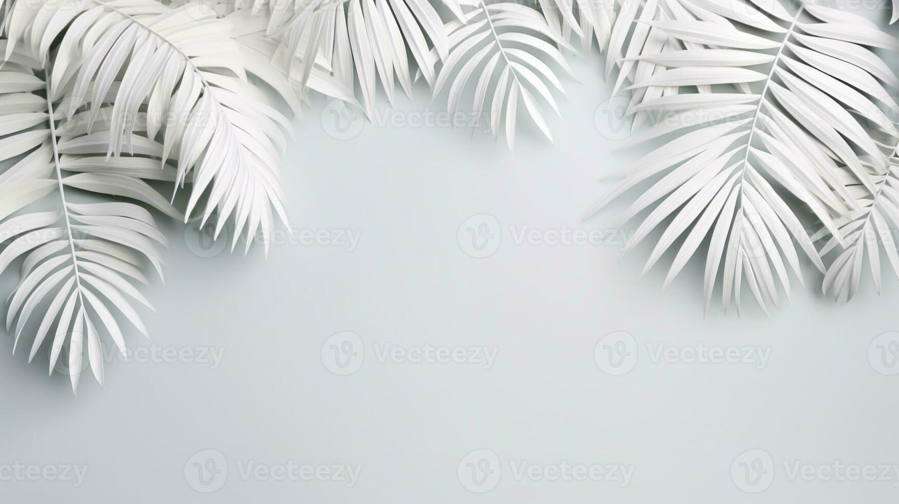 Tropical frame with palm leaves Design on background, Copy space, Summer background, AI Generative photo