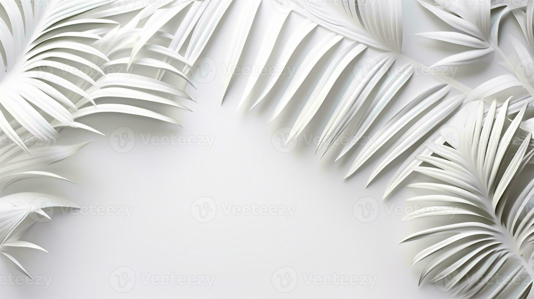 Tropical frame with palm leaves Design on background, Copy space, Summer background, AI Generative photo