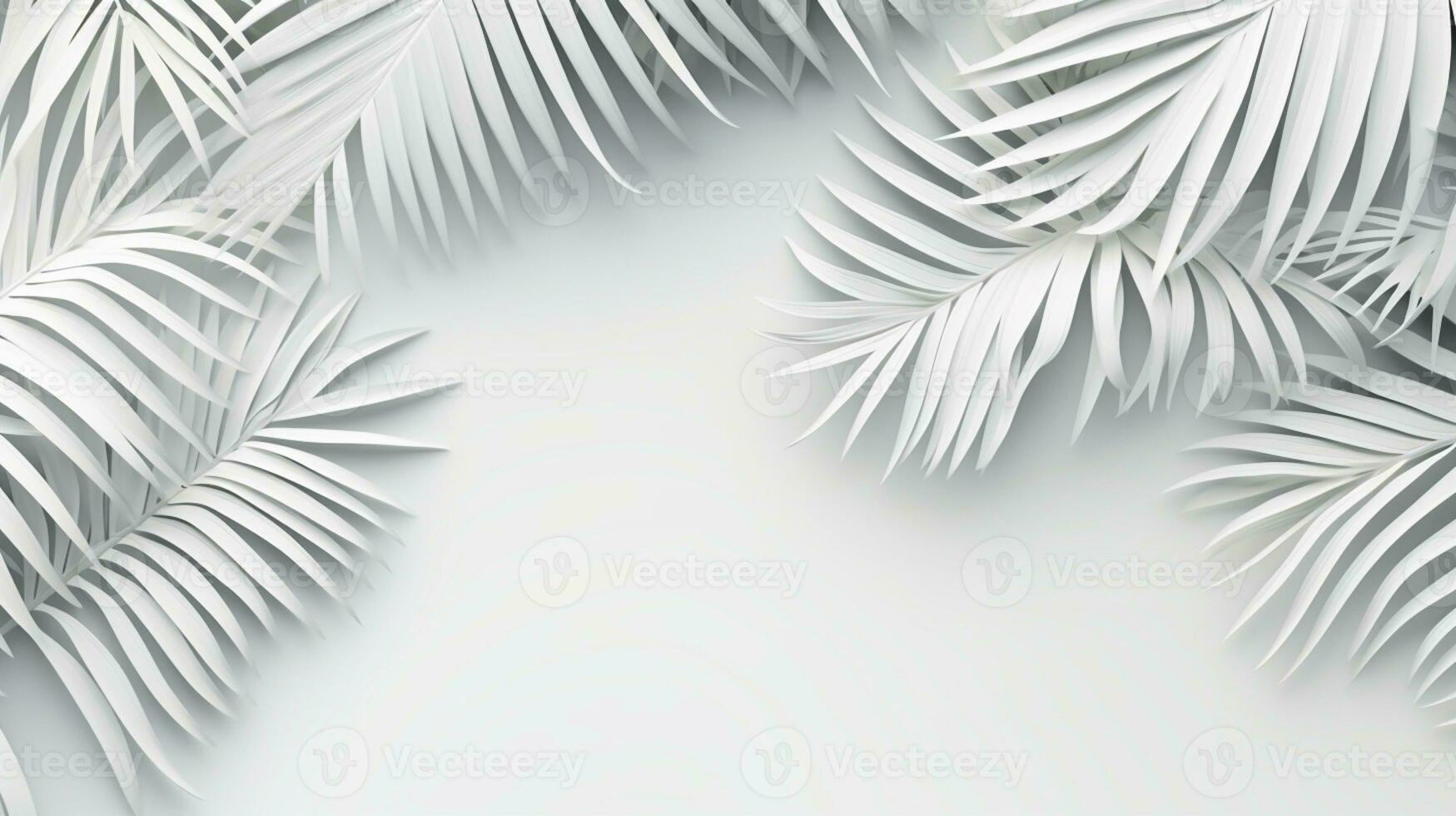 Tropical frame with palm leaves Design on background, Copy space, Summer background, AI Generative photo