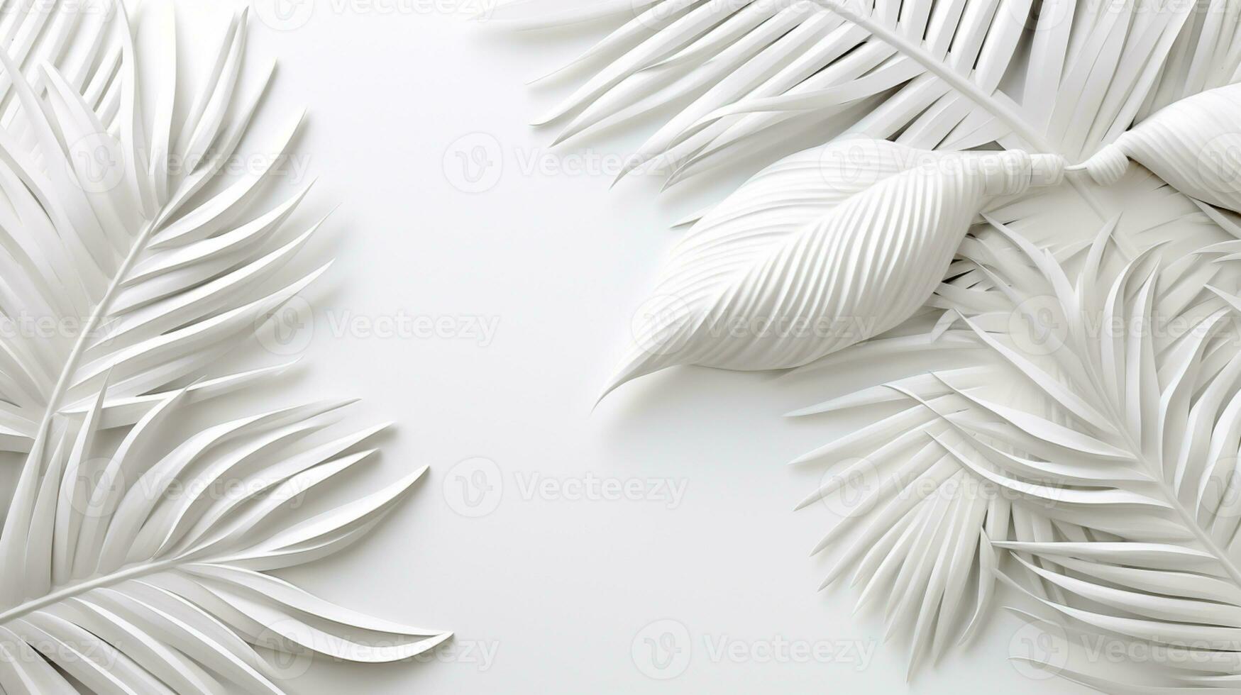 Tropical frame with palm leaves Design on background, Copy space, Summer background, AI Generative photo
