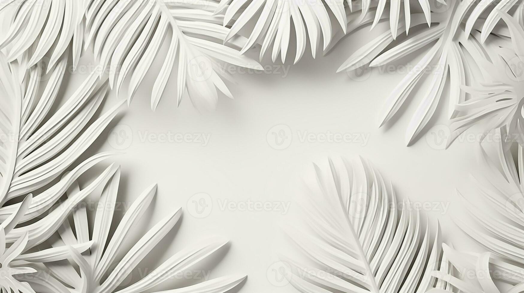 Tropical frame with palm leaves Design on background, Copy space, Summer background, AI Generative photo