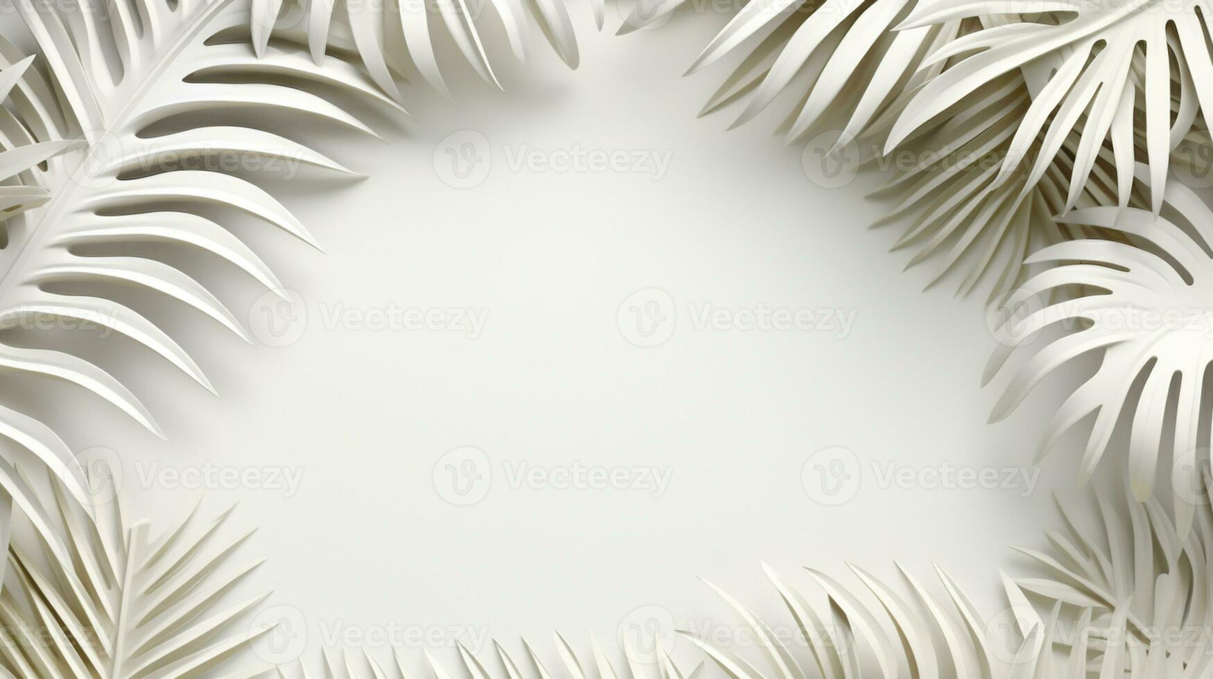 Tropical frame with palm leaves Design on background, Copy space, Summer background, AI Generative photo