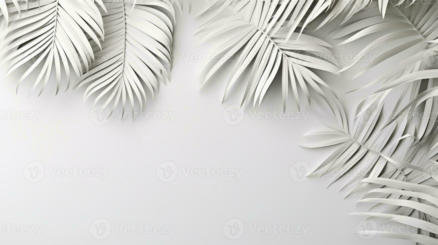 Tropical frame with palm leaves Design on background, Copy space, Summer background, AI Generative photo