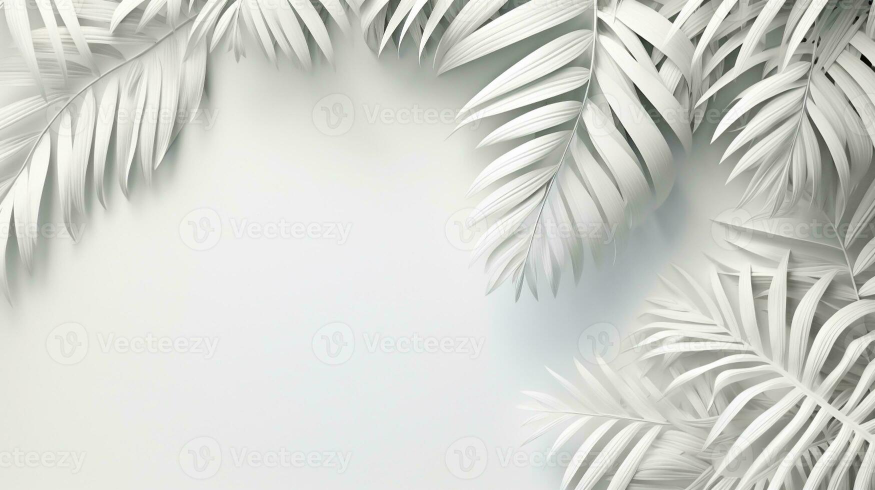 Tropical frame with palm leaves Design on background, Copy space, Summer background, AI Generative photo