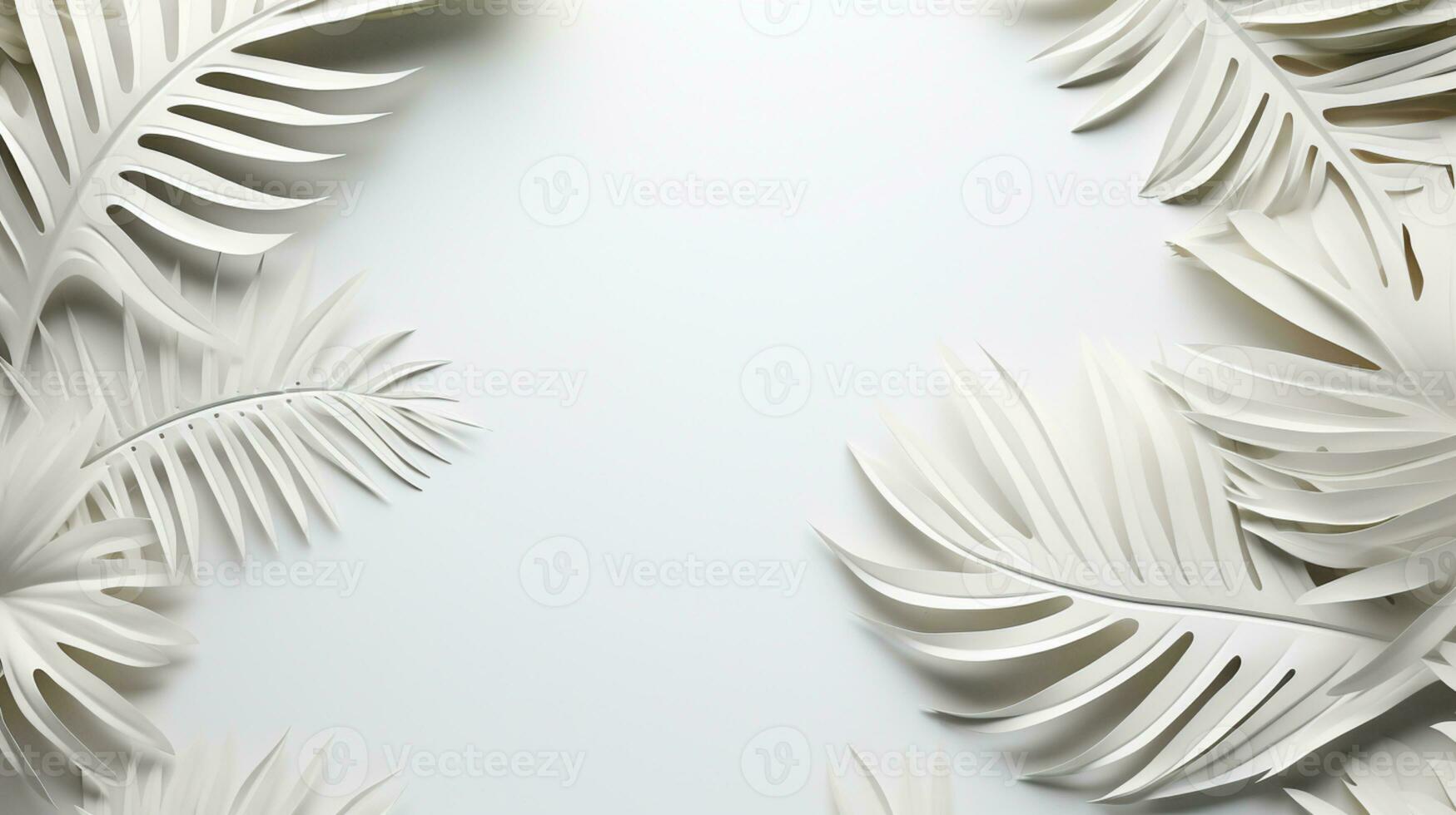 Tropical frame with palm leaves Design on background, Copy space, Summer background, AI Generative photo
