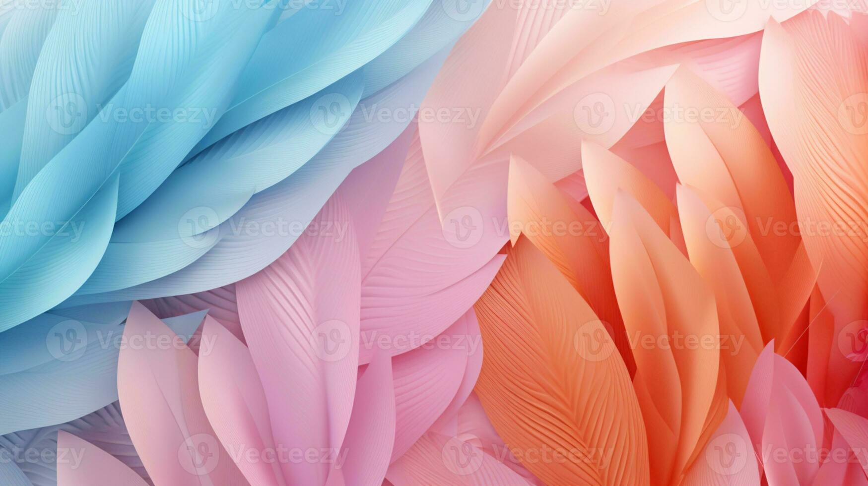 Pastel colorful feather on background, abstract papercut design, AI Generative photo