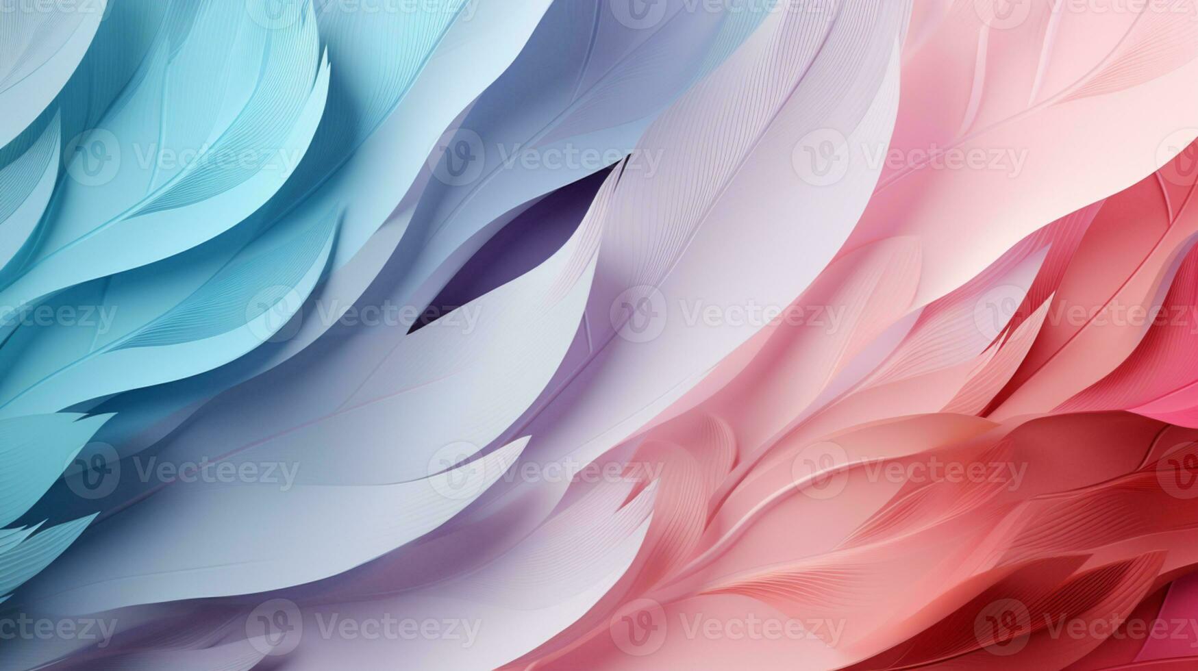 Pastel colorful feather on background, abstract papercut design, AI Generative photo