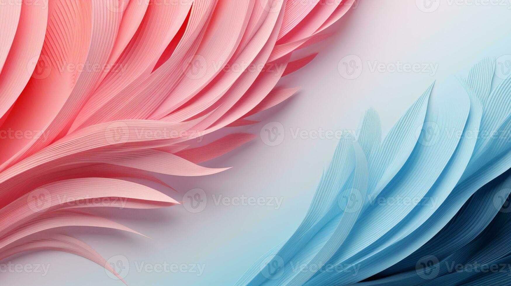 Pastel colorful feather on background, abstract papercut design, AI Generative photo