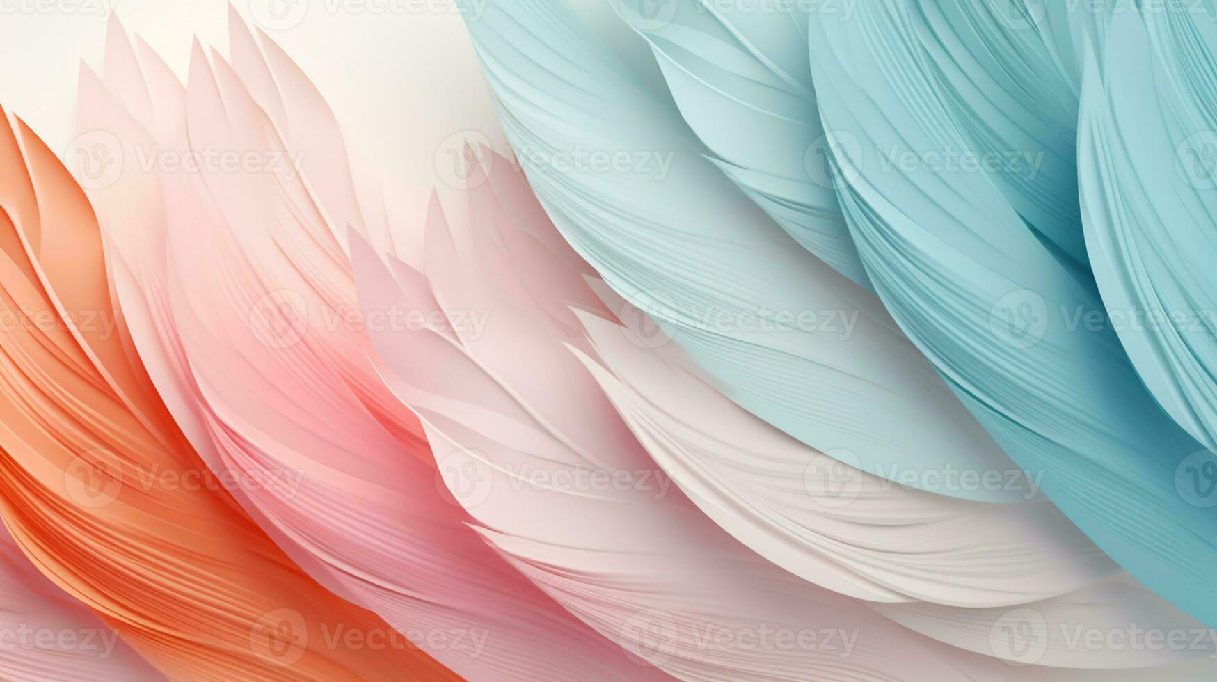 Pastel colorful feather on background, abstract papercut design, AI Generative photo