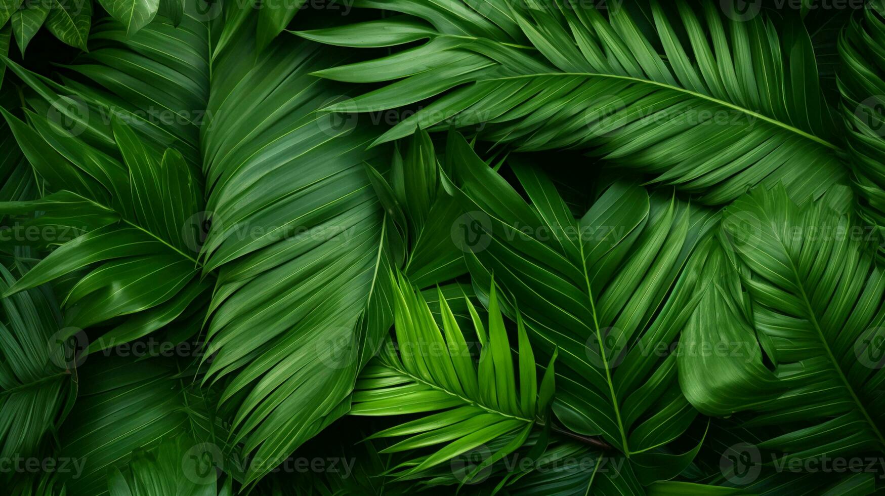 Tropical green palm leaves Design on background, Summer background, AI Generative photo