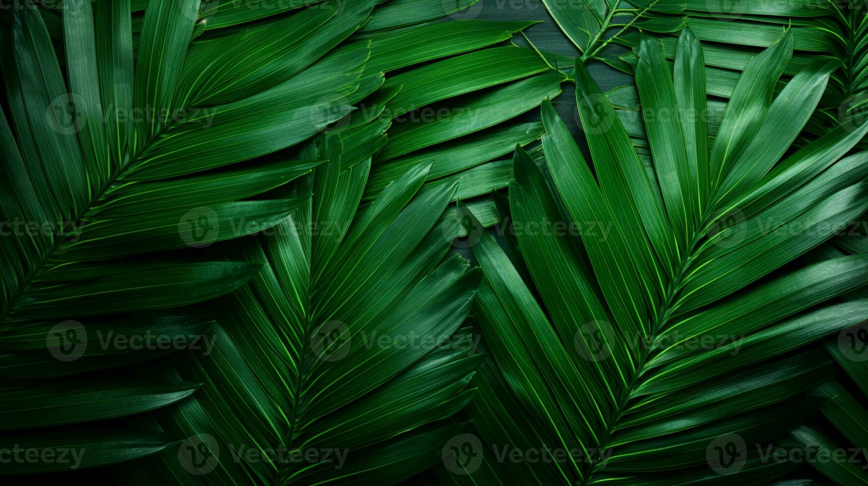 Tropical green palm leaves Design on background, Summer background, AI Generative photo