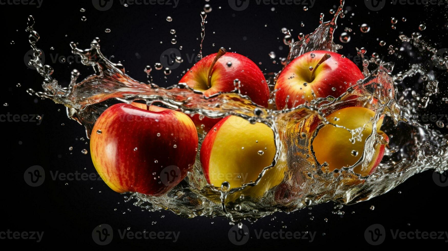 Fresh juicy apple fruit with water splash isolated on background, Healthy Fruit, AI Generative photo