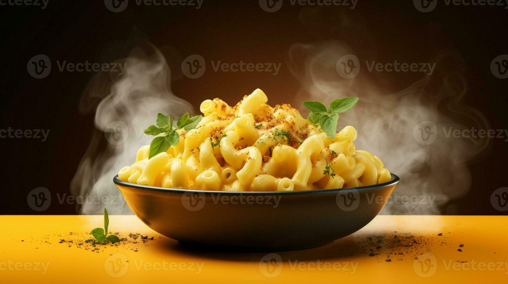 A steaming plate of hot classic Baked Homemade mac and cheese, perfectly cooked, AI Generative photo