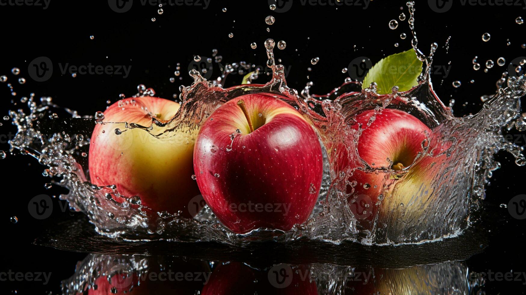 Fresh juicy apple fruit with water splash isolated on background, Healthy Fruit, AI Generative photo