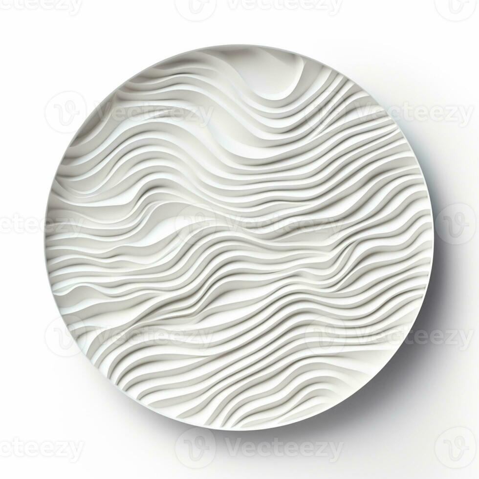 Abstract white paper wave curve lines design, luxury texture with smooth and clean subtle in circle isolated on white background, AI Generative photo