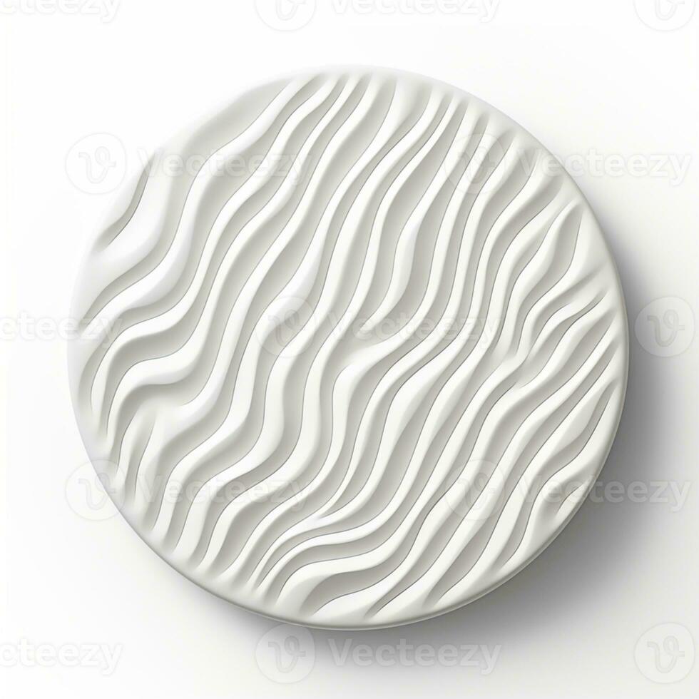 Abstract white paper wave curve lines design, luxury texture with smooth and clean subtle in circle isolated on white background, AI Generative photo