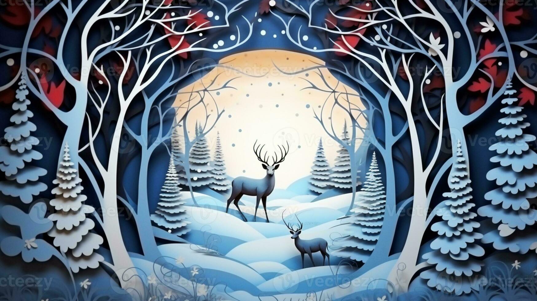 Nature background paper cut and craft style, romantic scenery , copy space, used for greeting card, AI Generative photo